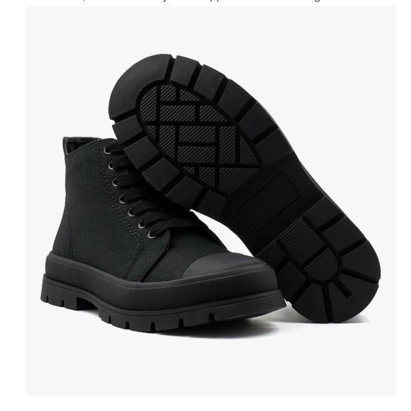 Milocaca Black Lace Up High-Top Side Zip Platform Sneaker Boots Size 11 NWOT - Picture 1 of 16